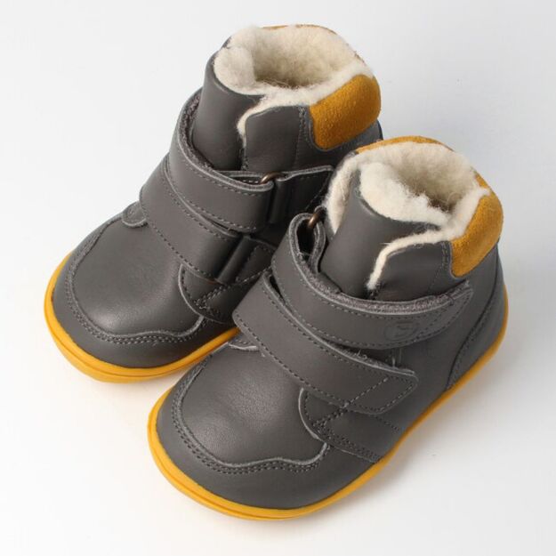 Vaikiški žieminiai Barefoot batai bLIFESTYLE GIBBON pilka/geltona Sandėlio prekė)